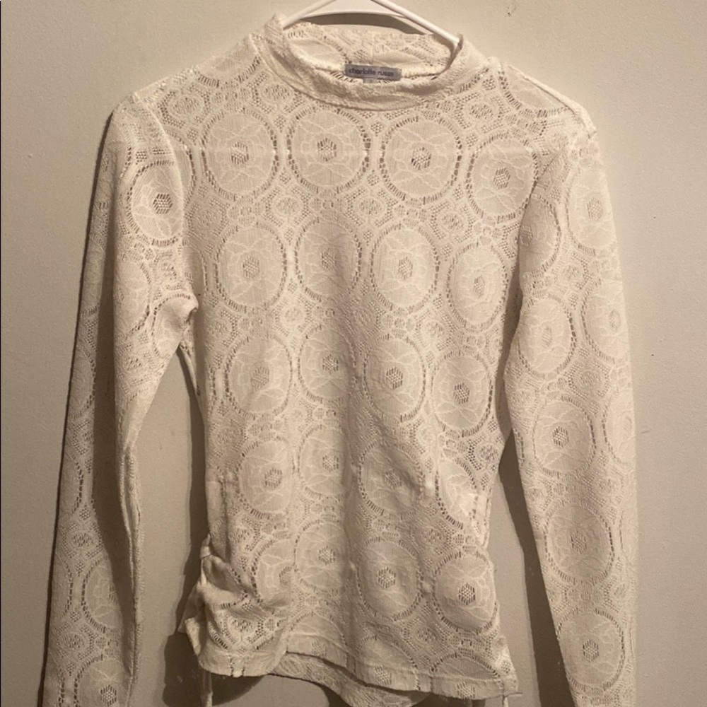 White small lace long sleeve women’s top